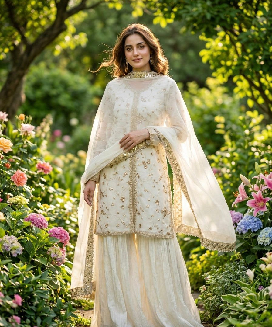 Premium Embroidered Top Plazzo