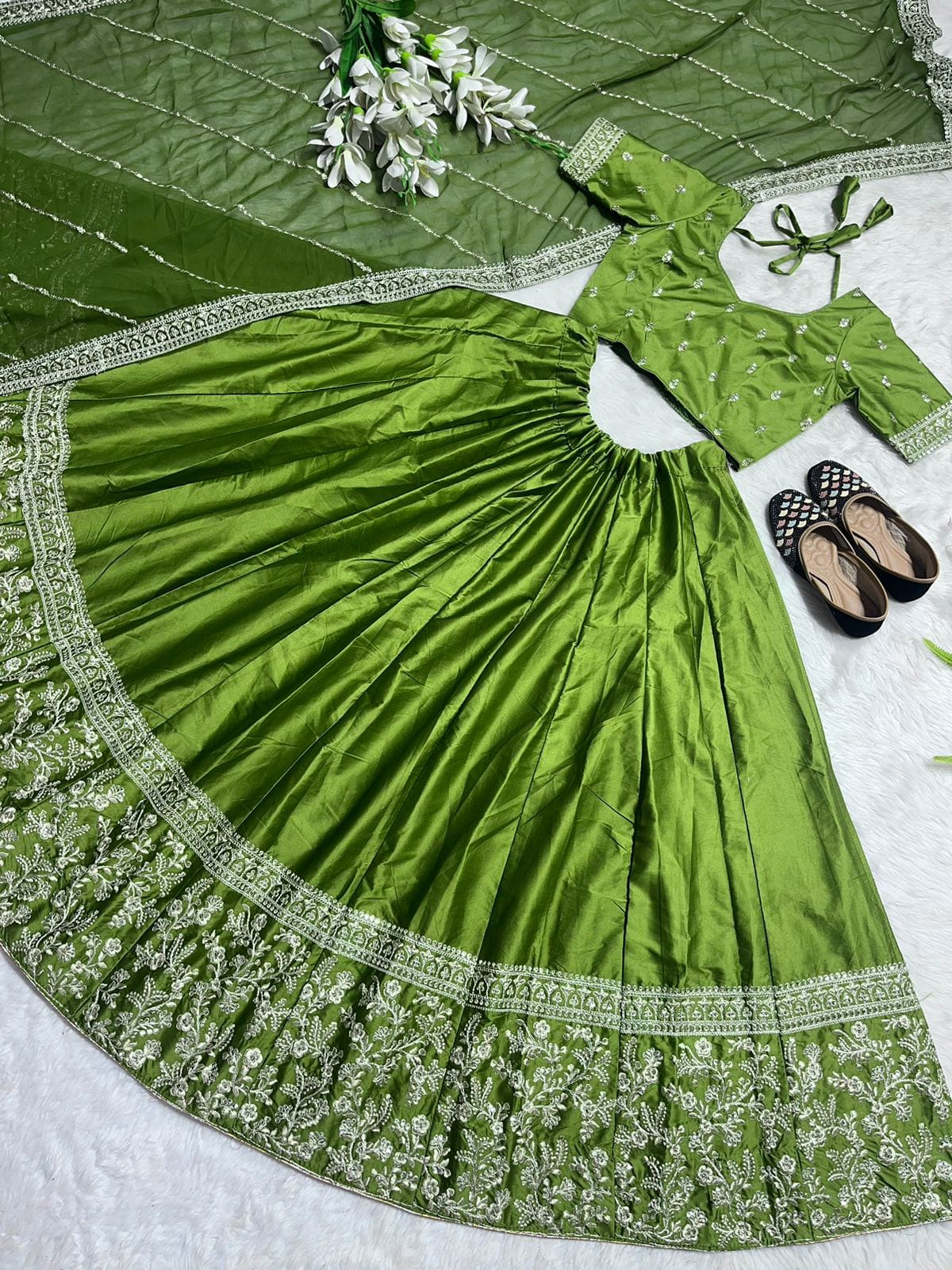 Beautifull Parrot Green Lehenga