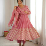 Zigzag Crunchy Silk Anarkali Suit
