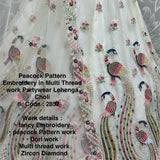 Glossy Peacock Pattern Embroidery Lehenga