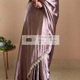 Beautifull Satin Saree With Lace Border