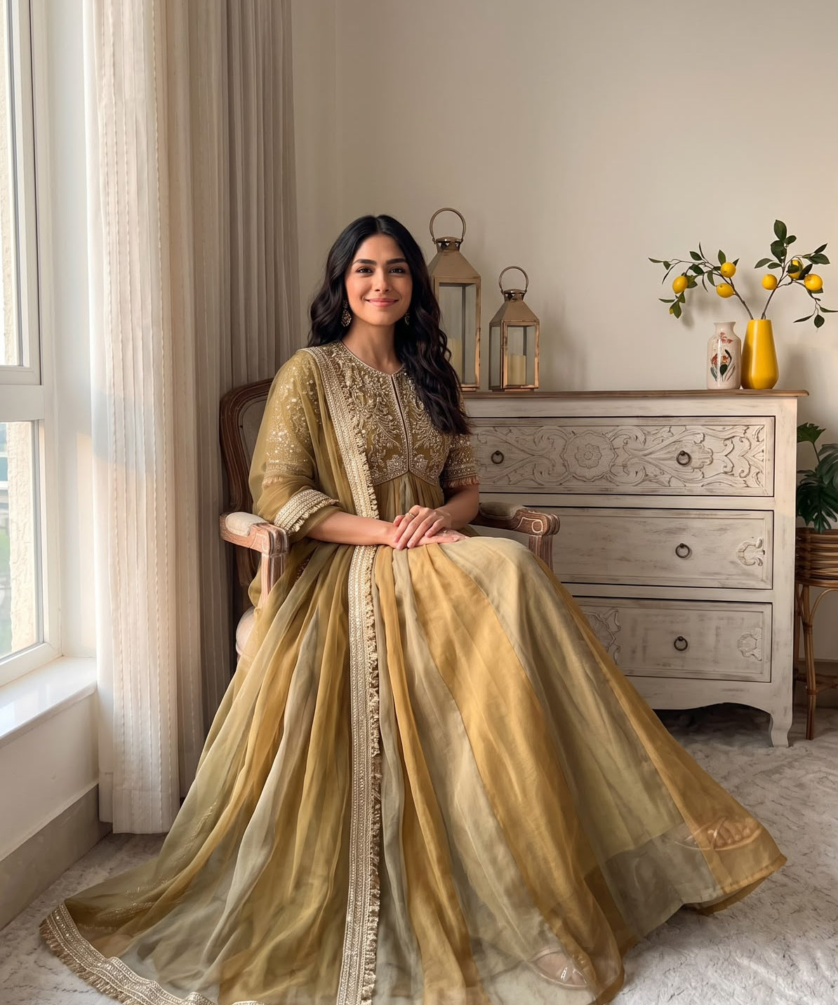 Classic Multi Colored Silk Gown