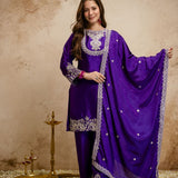 Brighter Violet Viscose Silk Suit