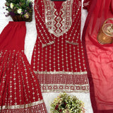 Beautyfull Red Festive Suit Sharara