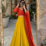 Saundarya Orange Rangoli Silk Lehenga