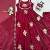 Maroon Fandy Silk Top Plazzo