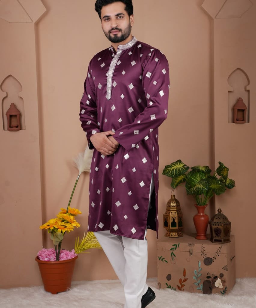 Festive Men's Embroidered Kurta