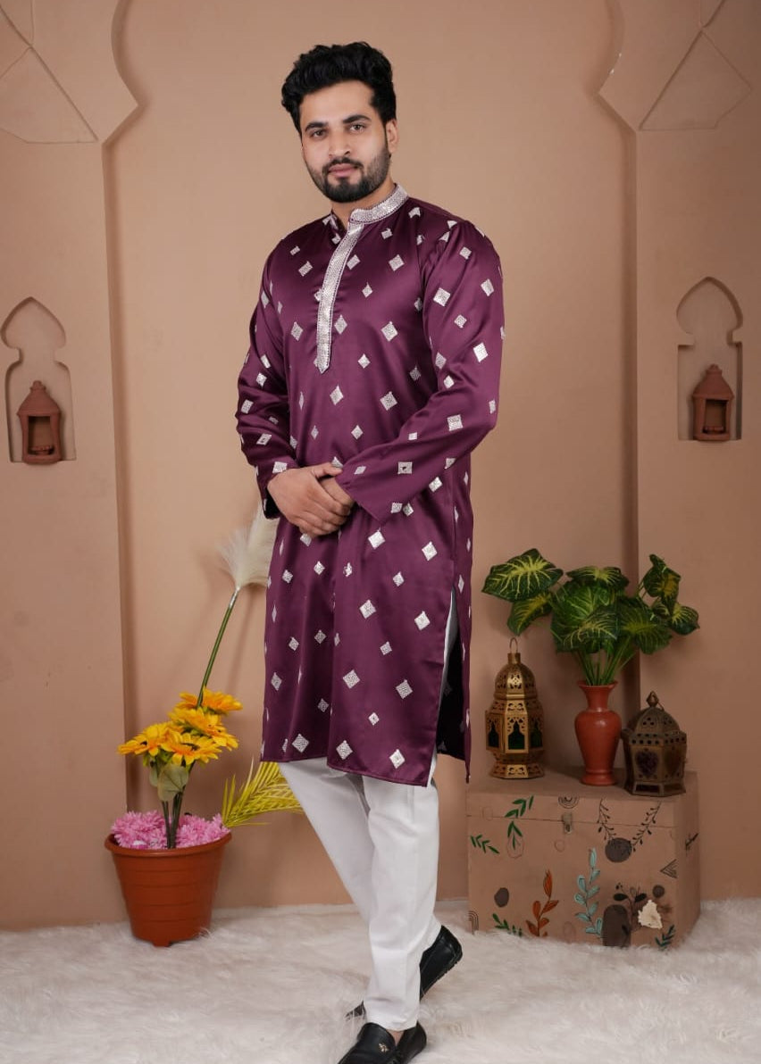 Festive Men's Embroidered Kurta