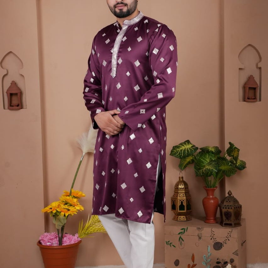 Festive Men's Embroidered Kurta