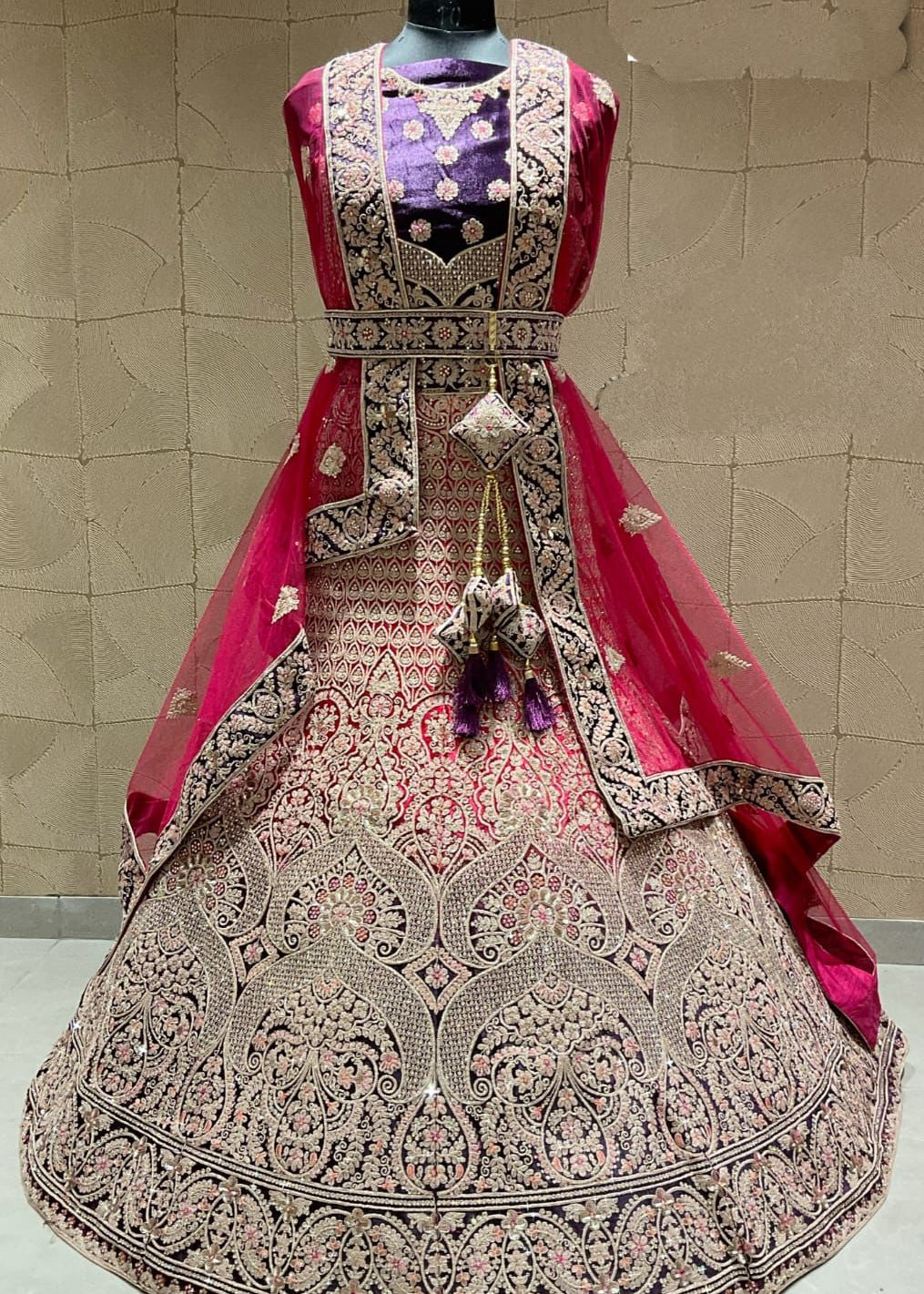 Heavy bridal wedding lahenga