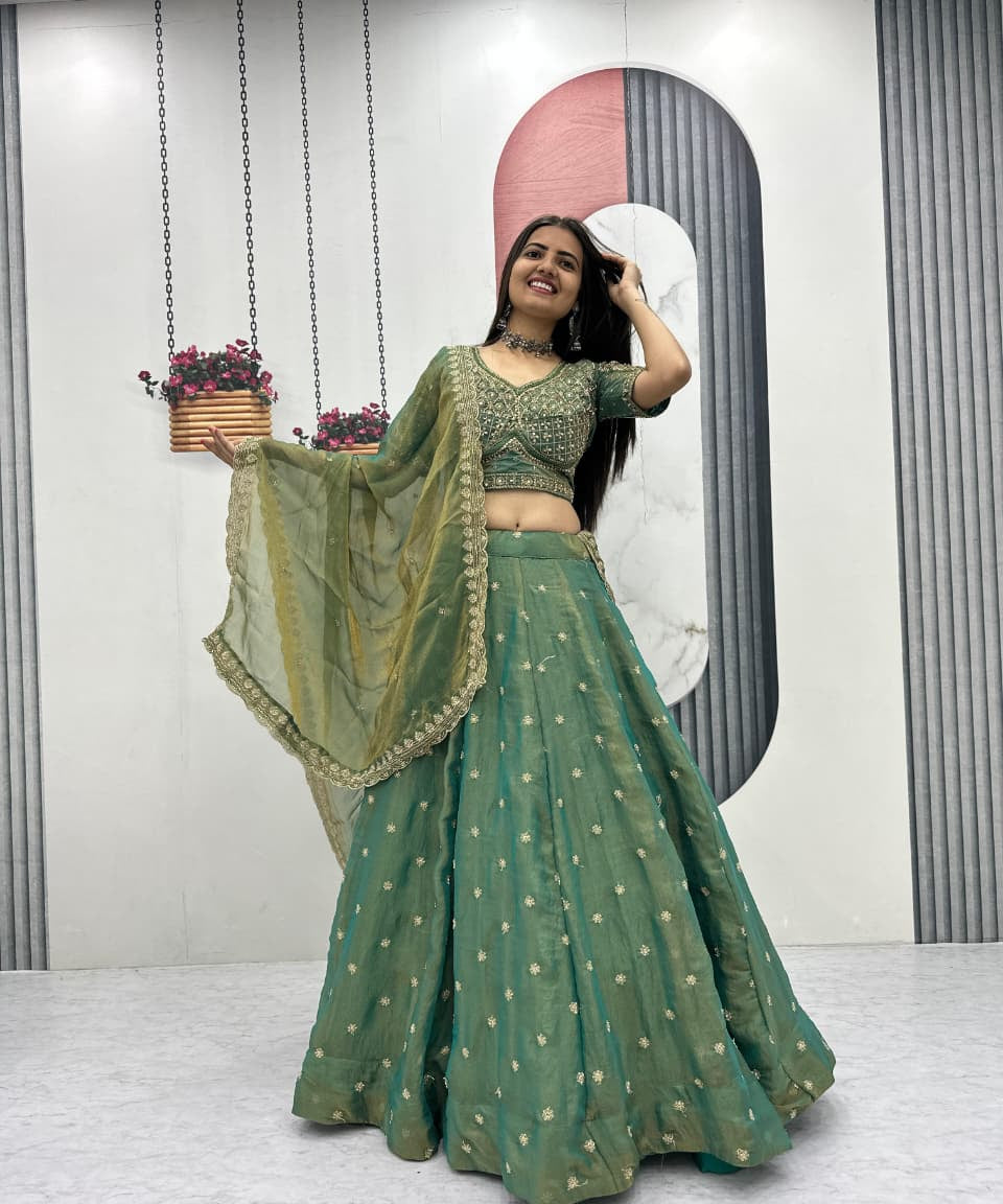 Mosh Heavy Embroidered Silk Lehenga