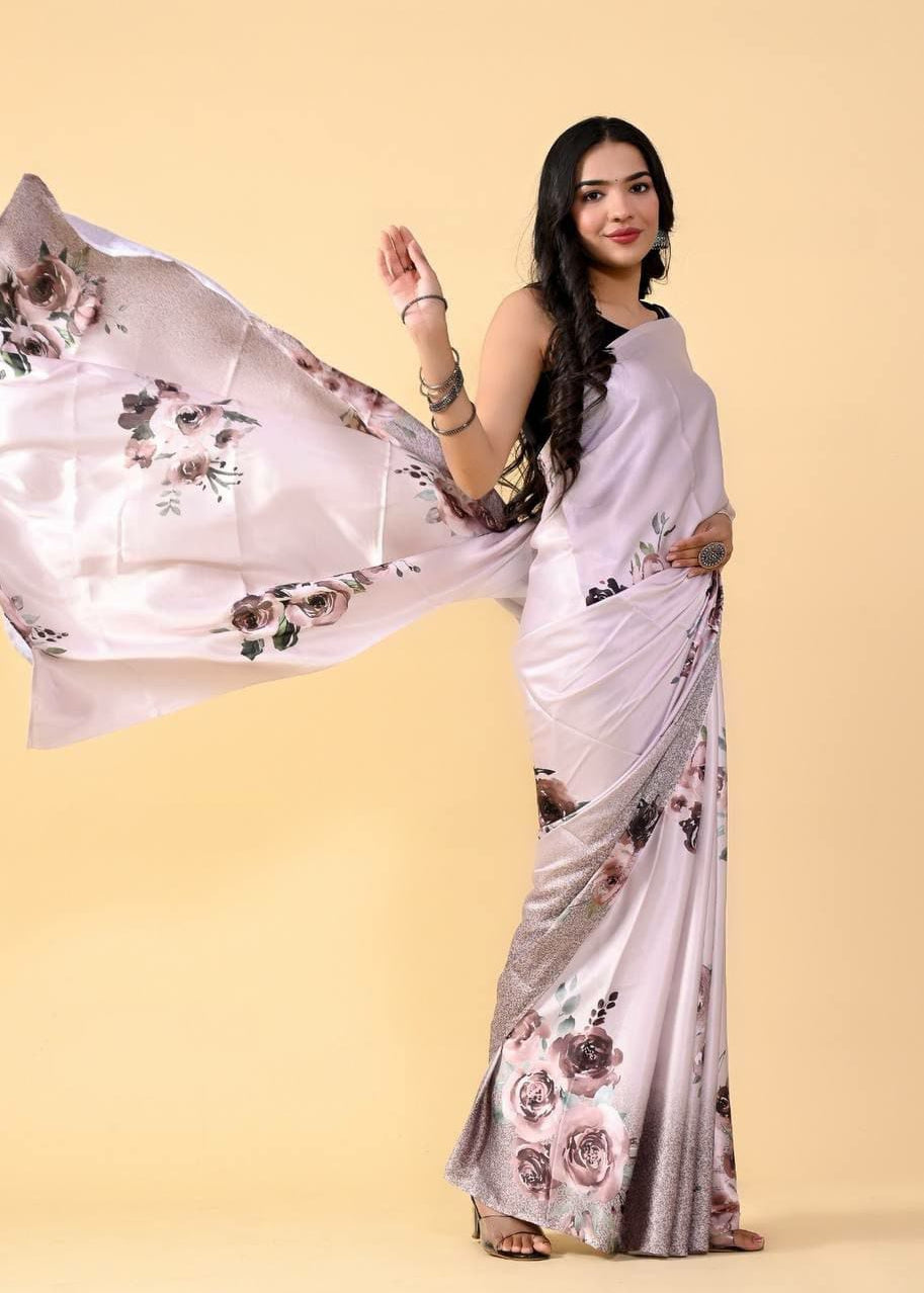 Exclusive Satin Silk Printed Saree