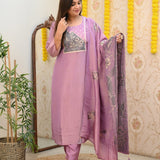 Roman Silk Purple Straight Suit