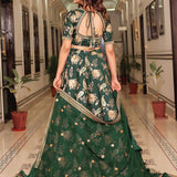 Green Designer Embroidered Lehenga