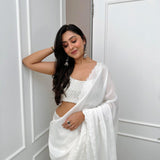 Most Beautifull White Georgette Saree