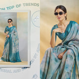 Handloom Silk Weaving Duel Tone Saree