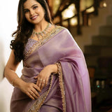 Tissue Silk Designer embroidered Saree