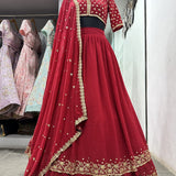 Red premium Georgette Lahenga