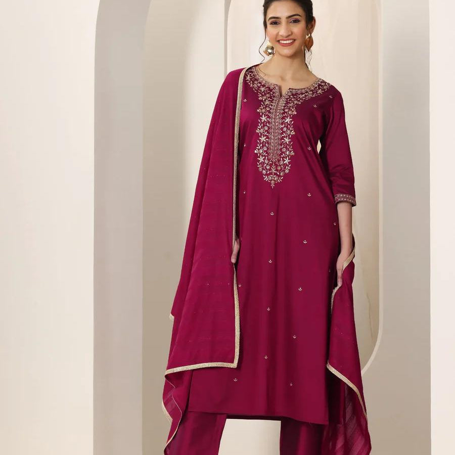 Designer Roman Silk Straight Kurti