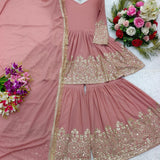 Peach Premium Designer Partywear Suit