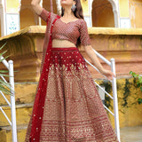 Maroon Bridal Embroidered Lehenga