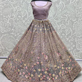 Fancy Embroidery of sequins and Zari Net Partywear Lehengacholi