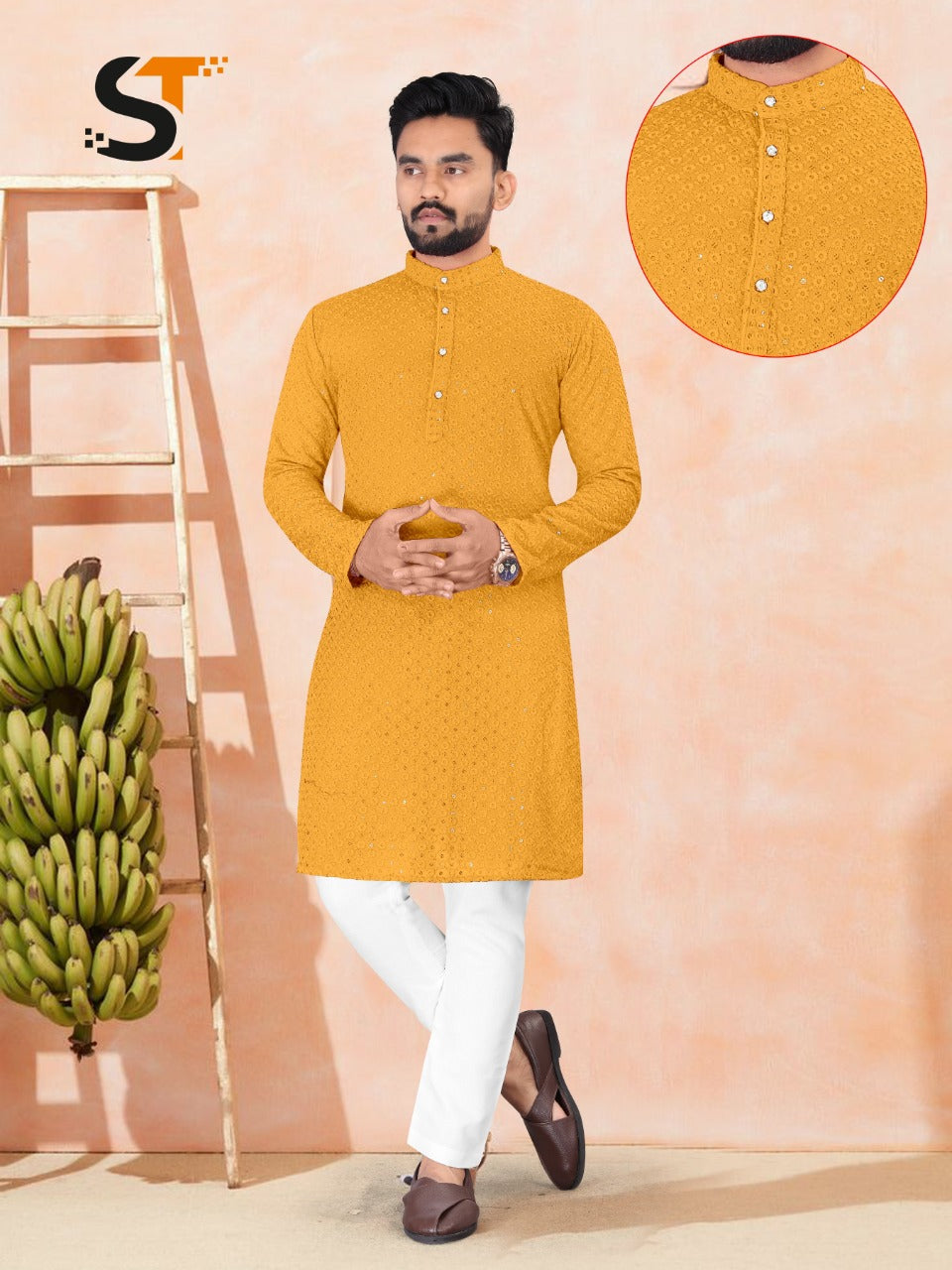 Men's Traditional chikan work kurta