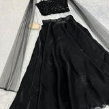 Black Elegnance Gorgettte Lehenga Choli