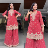 Peach Classy Silk Top Sharara