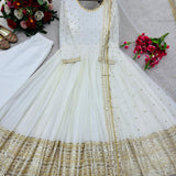 Beautiful White Silk Anarkali Gown