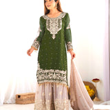 Olive Designer Pakistani Straight Suit