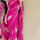 Classy Georgette Flower Print Saree