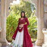 Anokhi Red White Georgette Lehenga