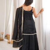 Black Fancy Fandy Silk Suit
