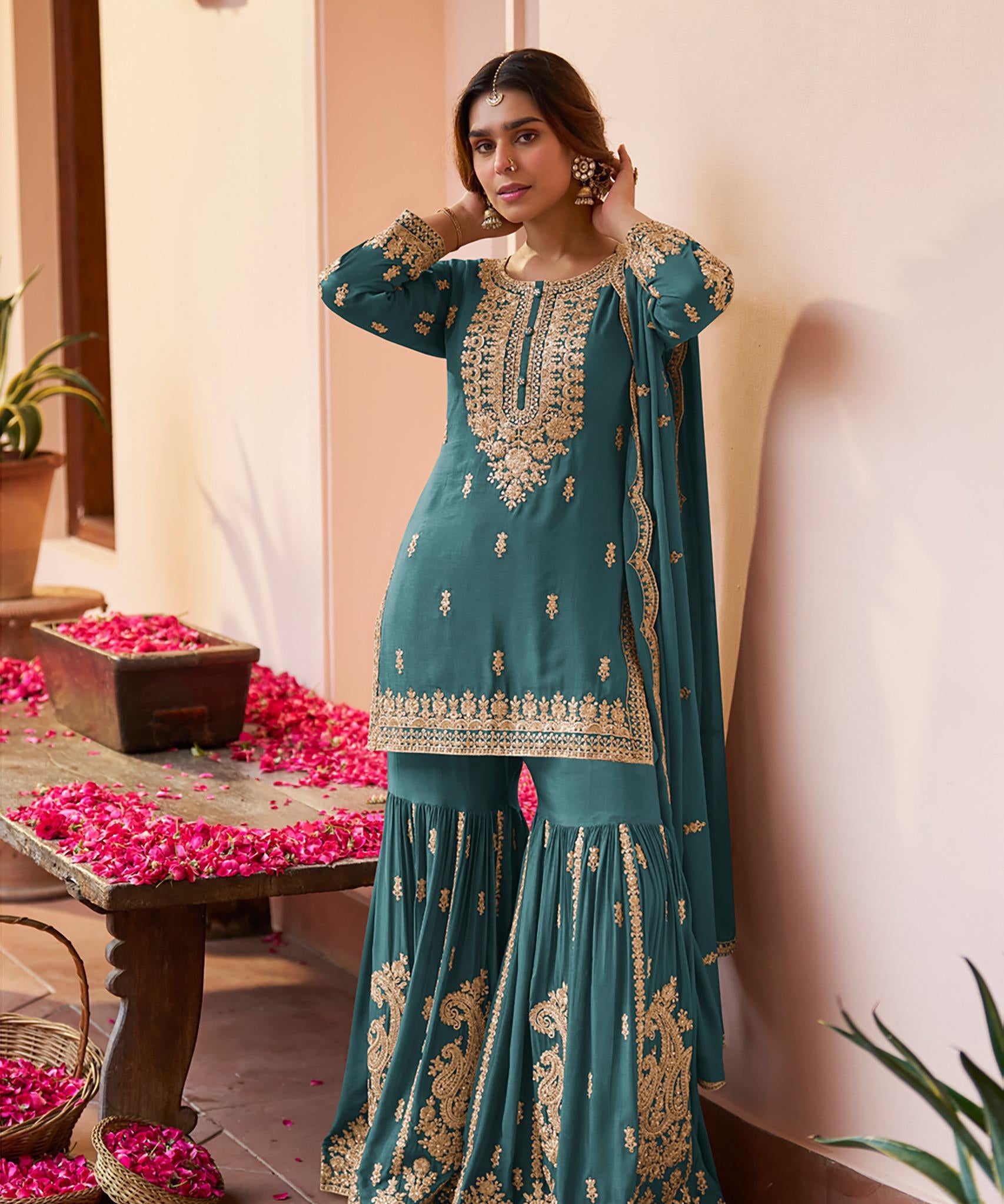 Stunning Purva Chinon Top Sharara