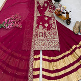 Desirable Maroon Top Plazzo Set