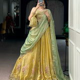 Soft Pastel Moss Silk Lehenga
