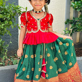 Royalty Kids  Zari Weaving Diamond Work Lehenga