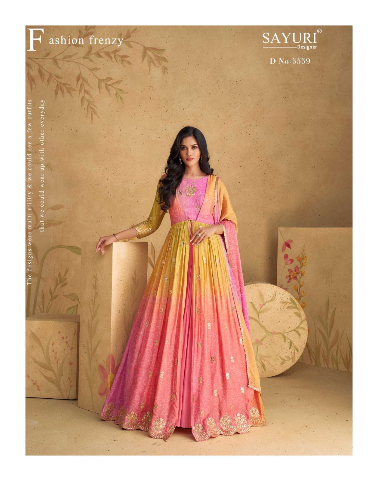 Sayuri Chinon Silk Anarkali Dress Collection