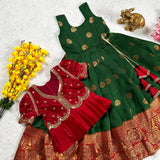 Royalty Kids  Zari Weaving Diamond Work Lehenga