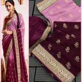 Two Tone Heavy Georgette Fabric All Over Saree Foil Print