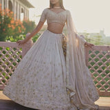 White Occasionally Georgette Lehenga