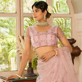 Baby Pink Sequins Embroidered Net Lehanga Choli