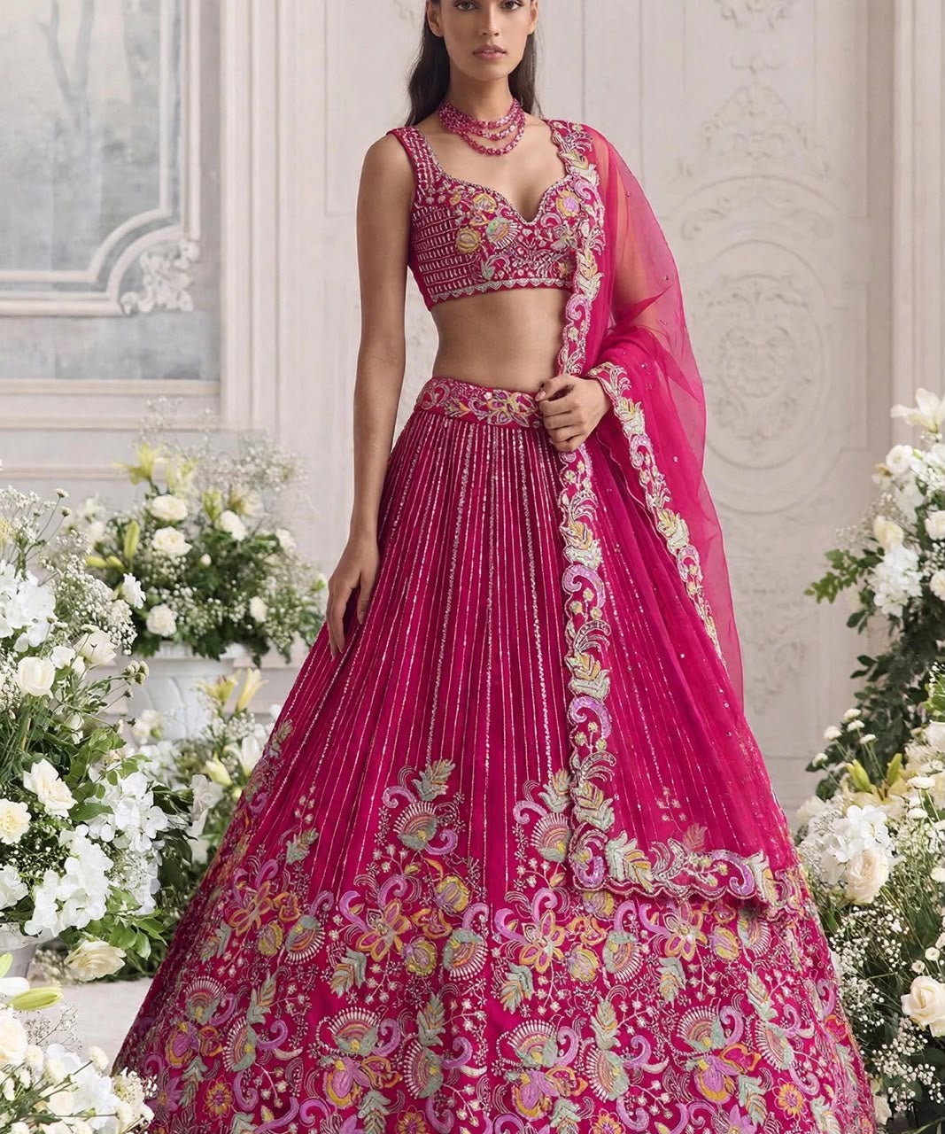 Stunning Silk Embroidered Wedding Lehenga