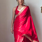 Winter  Red Velevt Saree