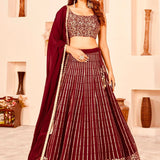 Wedding Maroon Lehenga Choli