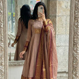 Traditional Pattu Cotton Anarkali Gown