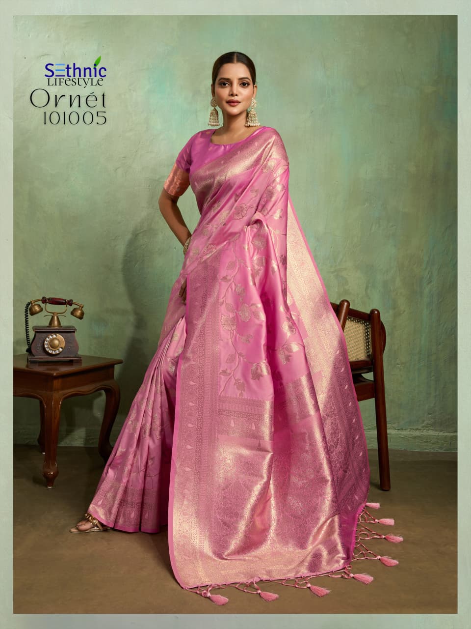 Adorn Golden Zari Woven Silk Saree