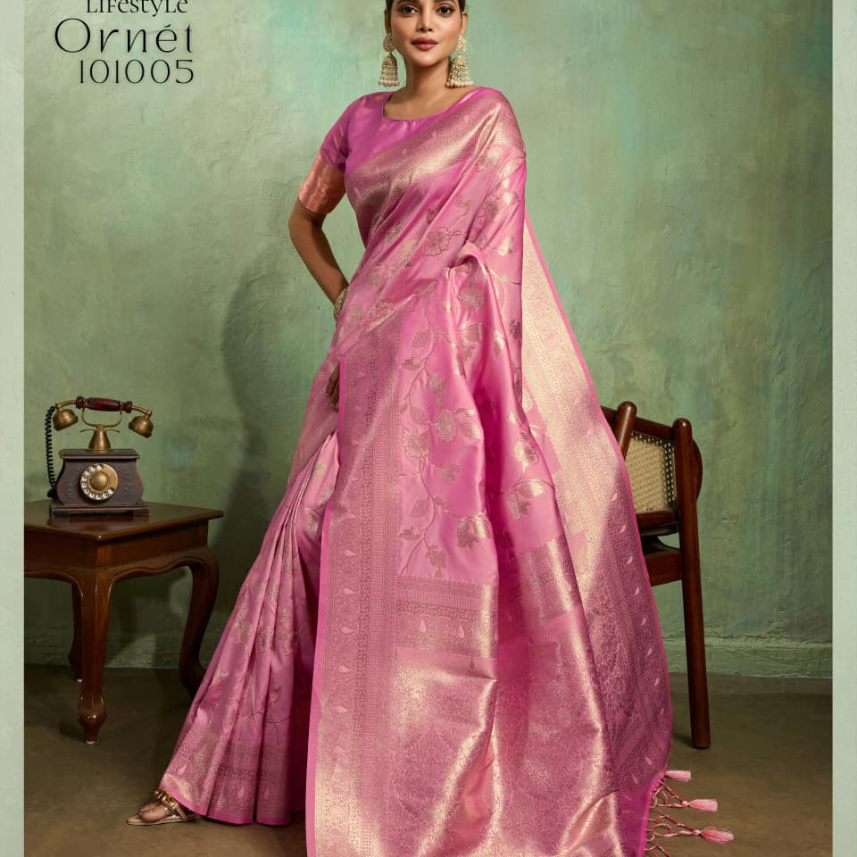 Adorn Golden Zari Woven Silk Saree