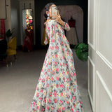 newly silver chiffon  design with floral print gown